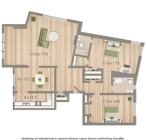 2800 woodley 2 bedroom apartment rendering in washington dc